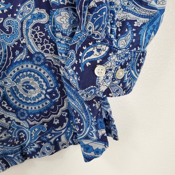 Lauren Ralph Lauren Womens Shirt 1XL Paisley Blue Long Sleeve Button Down Cotton - Picture 4 of 9